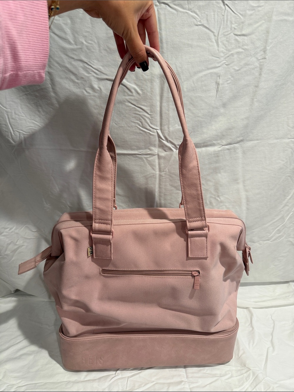 BEIS Blush Pink Tote Bag with Bottom Compartment